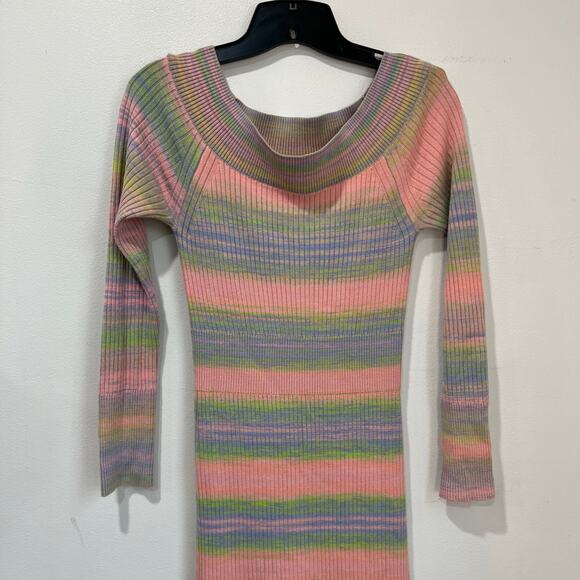 Anthropologie Daily Practice Sweater Dress Small Pastel Stripe Knit Midi Chic - Picture 8 of 11
